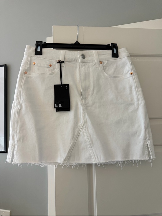 PAIGE Dresses & Skirts - PAIGE White Raw-Hem Denim Mini Skirt
